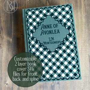 Book cover and spine SVG - Gingham - customizable bookbinding digital file for HTV
