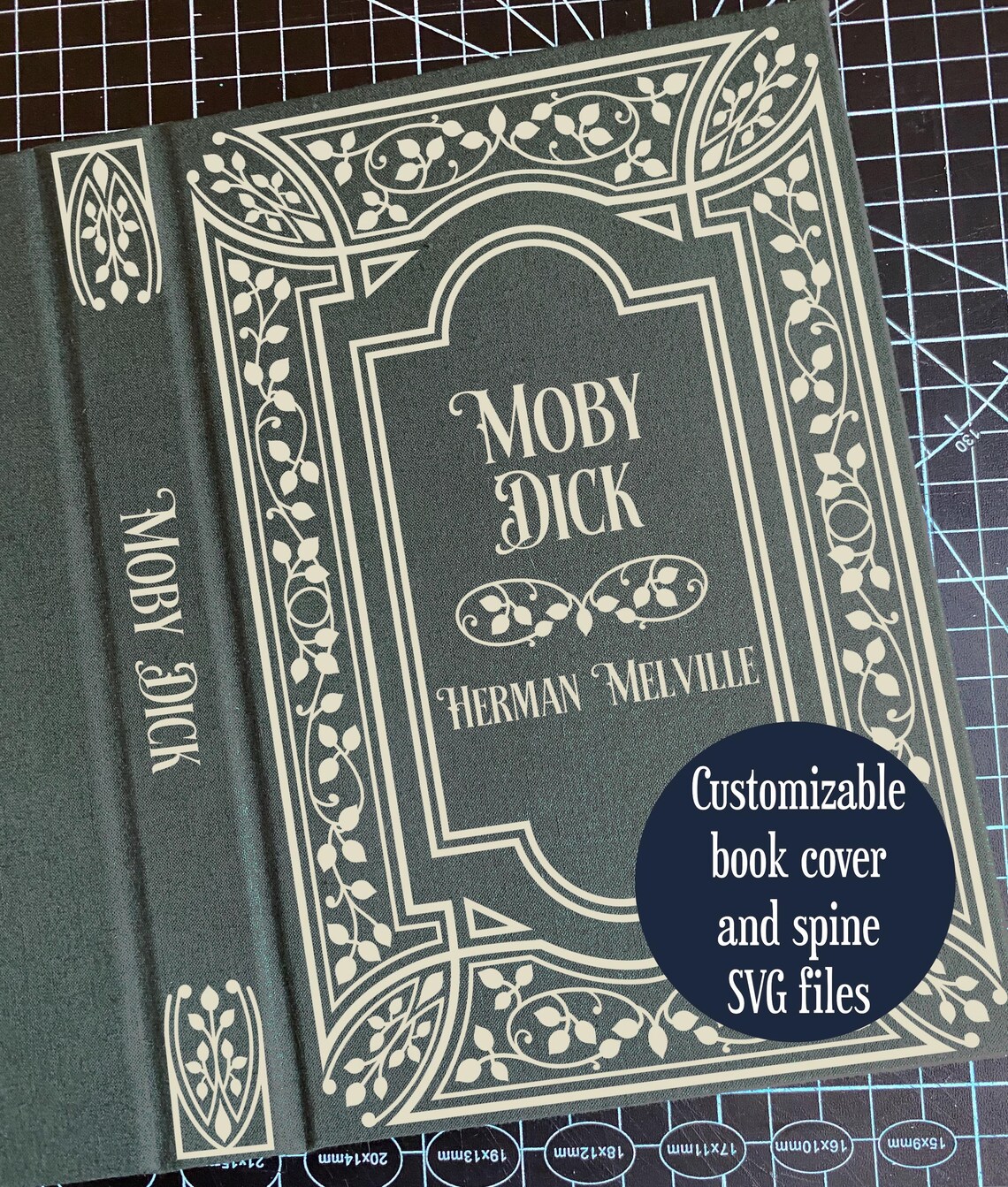 Htv Journal Covers Book Cover and Spine SVG - Vintage Style Customizable Bookbinding ...