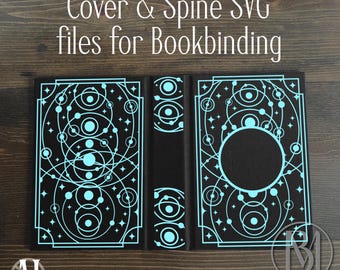 Book cover, spine, and back cover SVG - Galaxy customizable bookbinding digital file for HTV