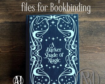 Book cover and spine SVG - shadows and stars - customizable bookbinding digital file for HTV