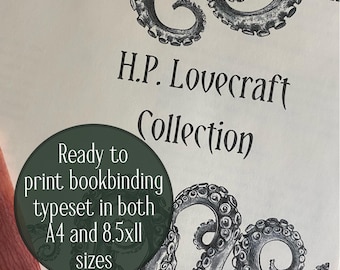 Typeset of H.P. Lovecraft Collection for bookbinding - 8.5x11 and A4 PDF