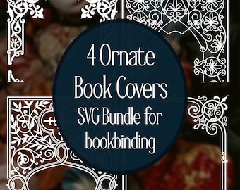 4 Book Cover Bundle - Ornate customizable bookbinding digital SVG files for HTV