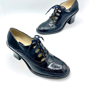  Zapato plano de mujer Wingtip con cordones en dos tonos Oxford,  Negro - : Ropa, Zapatos y Joyería