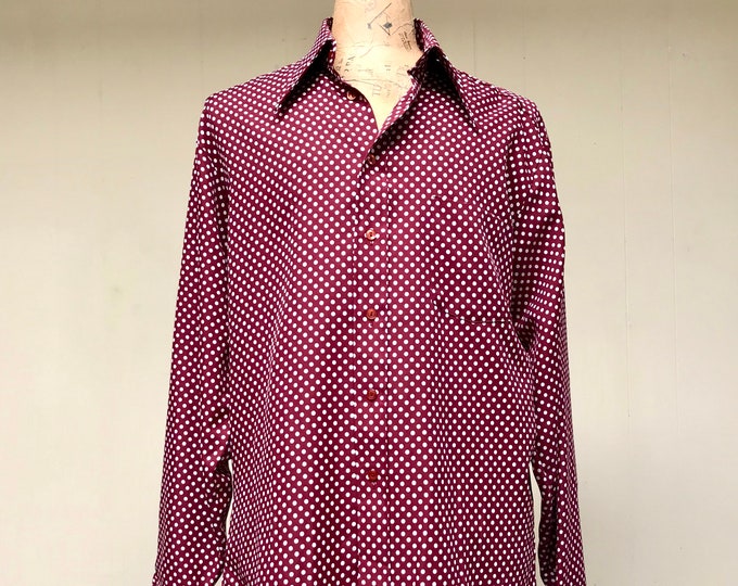 Vintage 1970s Men's Polka Dot Shirt 70s Mod Long Sleeve - Etsy