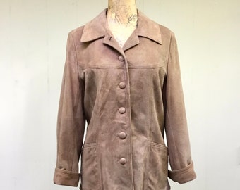 Vintage 1950s Brown Suede Western Jacket, Soft Chamois Casual Coat, 50s Rockabilly Jacket, Medium 38" Bust, VFG