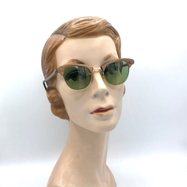 Vintage 1950s Eyeglasses, 50s Artcraft Brown Marbleized Resin Glasses, MCM RX-able Frames, Mid-Century Sunglasses, VFG