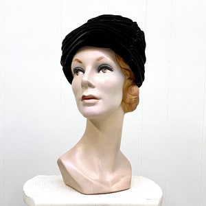 Vintage 1960s Brown Velvet Turban, Old Hollywood Glamour, Mid-Century Accessory, VFG image 1