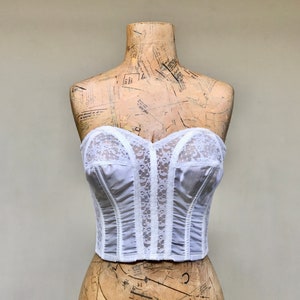 Sexy Y2K White Lace Sheer Bustier Corset Strapless Longline Bra