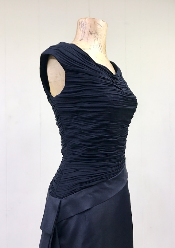 Vintage 1960s Black Silk Party Dress, 60s Ruched … - image 6