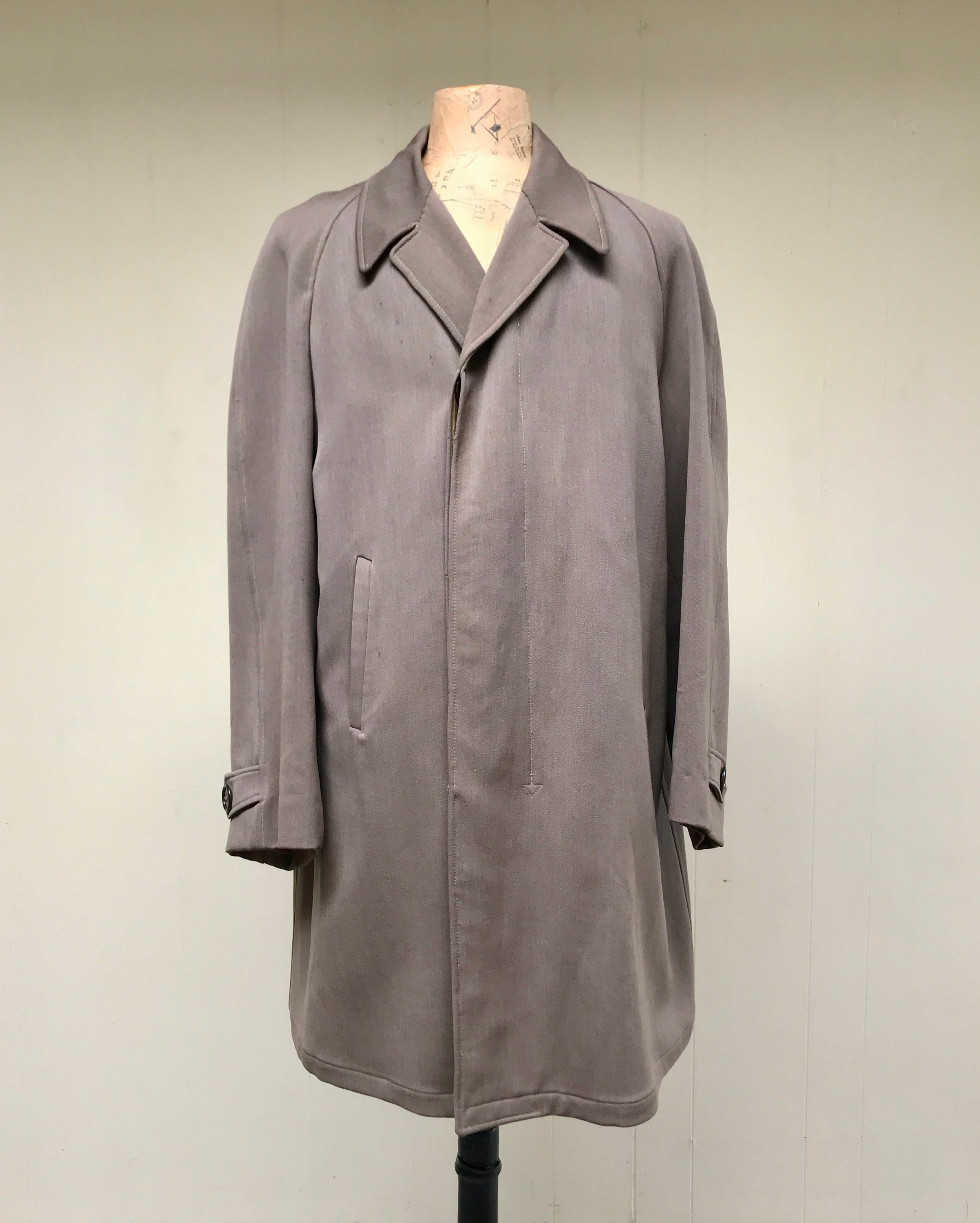 Vintage 1940s 1950s Taupe Gabardine Coat, 40s 50s Classic Wool