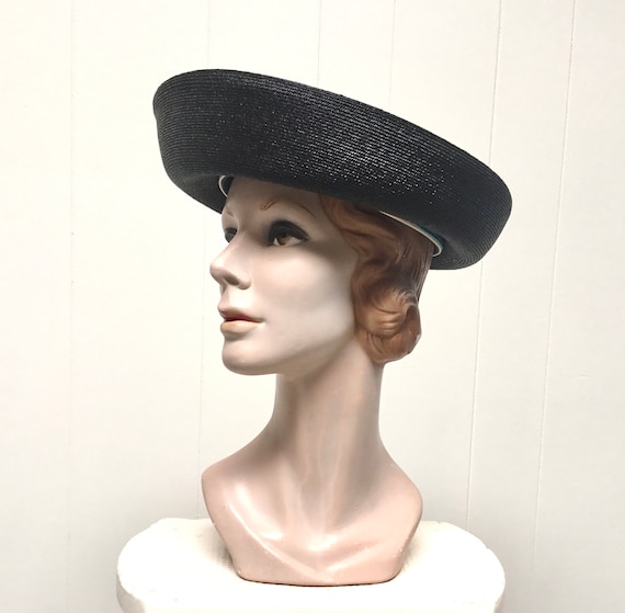 Vintage 1960s Miss Schiaparelli Hat, 60s Mod Blac… - image 4