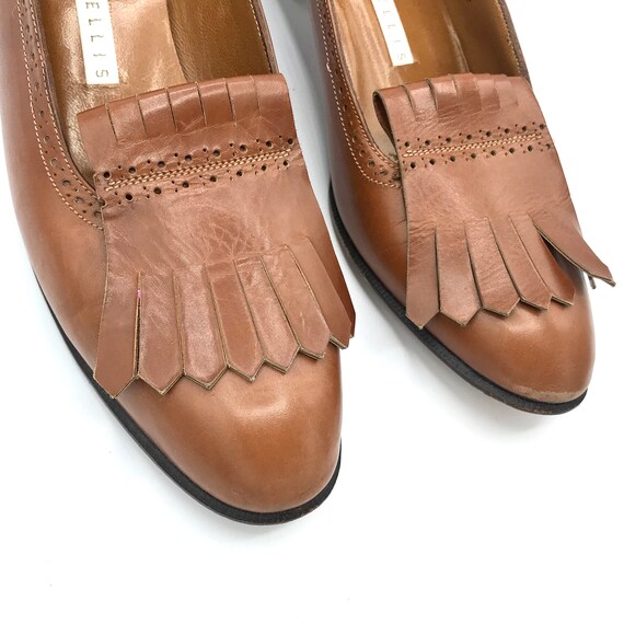 Vintage 1980s Fringed Brown Leather Loafers, Perr… - image 4