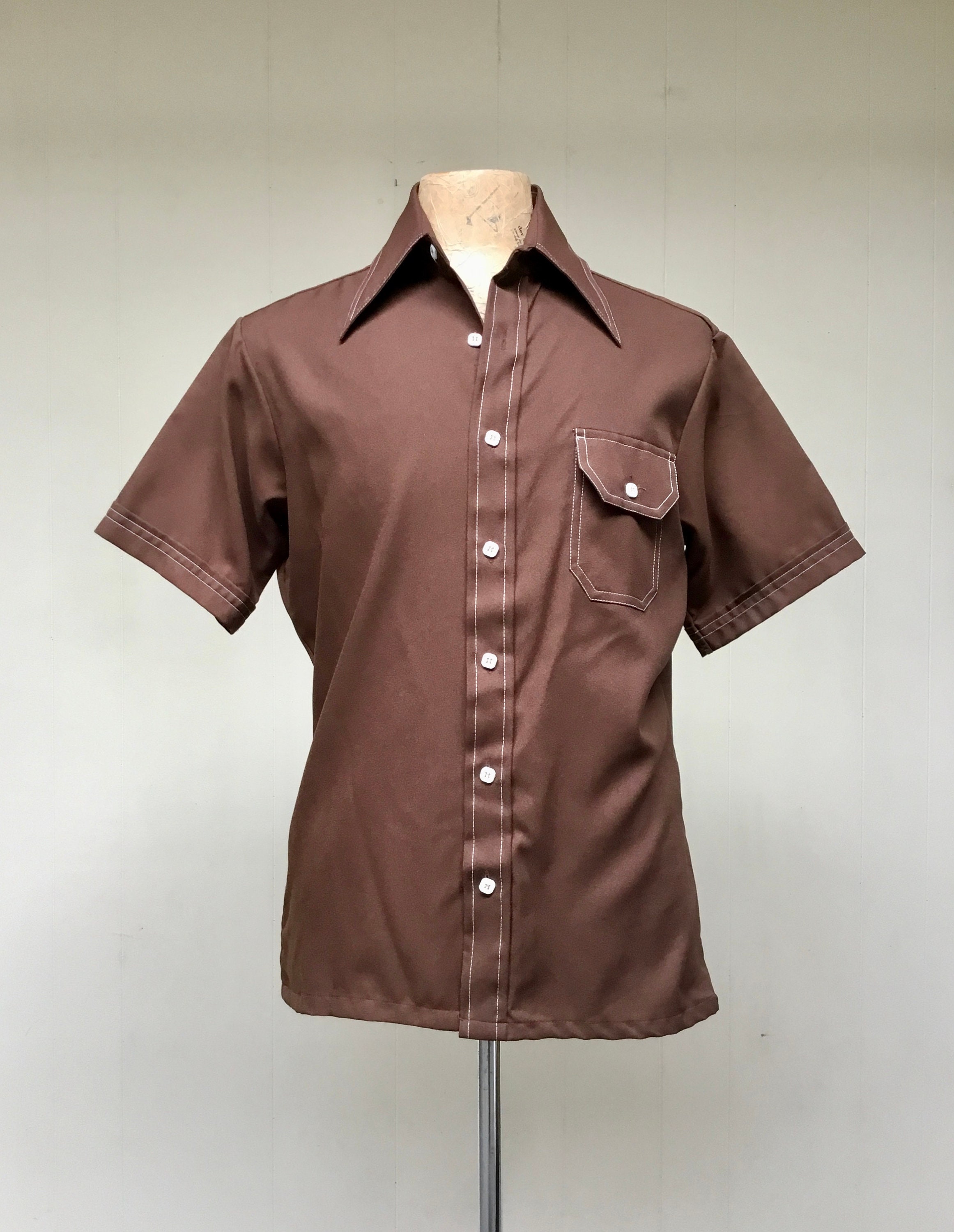 Vintage 1970s Mens Short Sleeve Shirt 