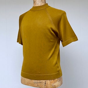 Vintage 1970s Short Sleeve Harvest Gold Acrylic Casual Shirt by McGregor, 40 Chest VFG image 3