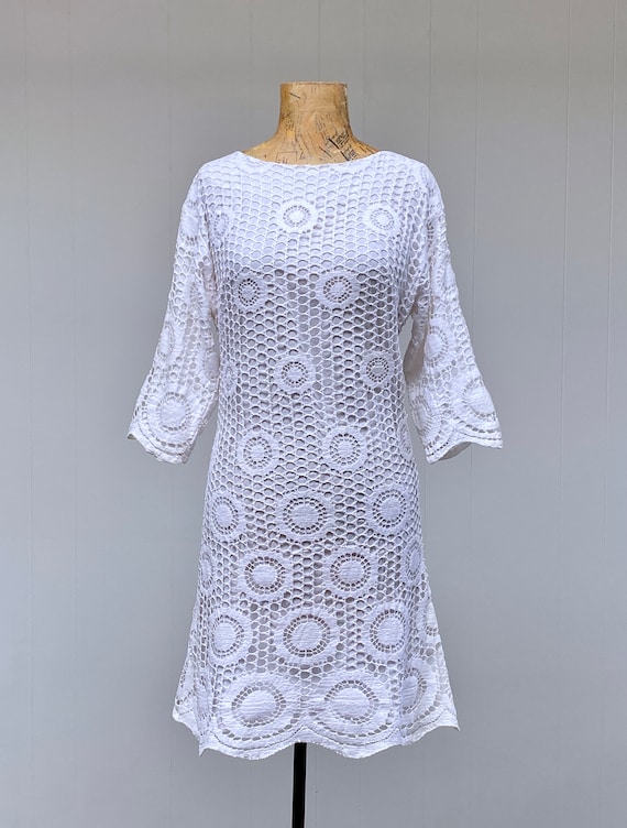 Vintage 1960s Cole of California White Crochet La… - image 5