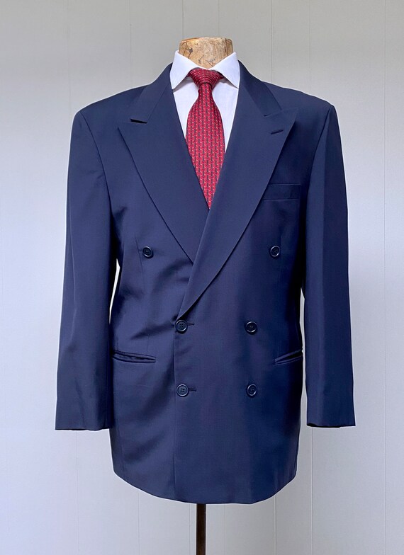 Vintage Cacharel Pour L'Homme Navy Blue Double-Bre