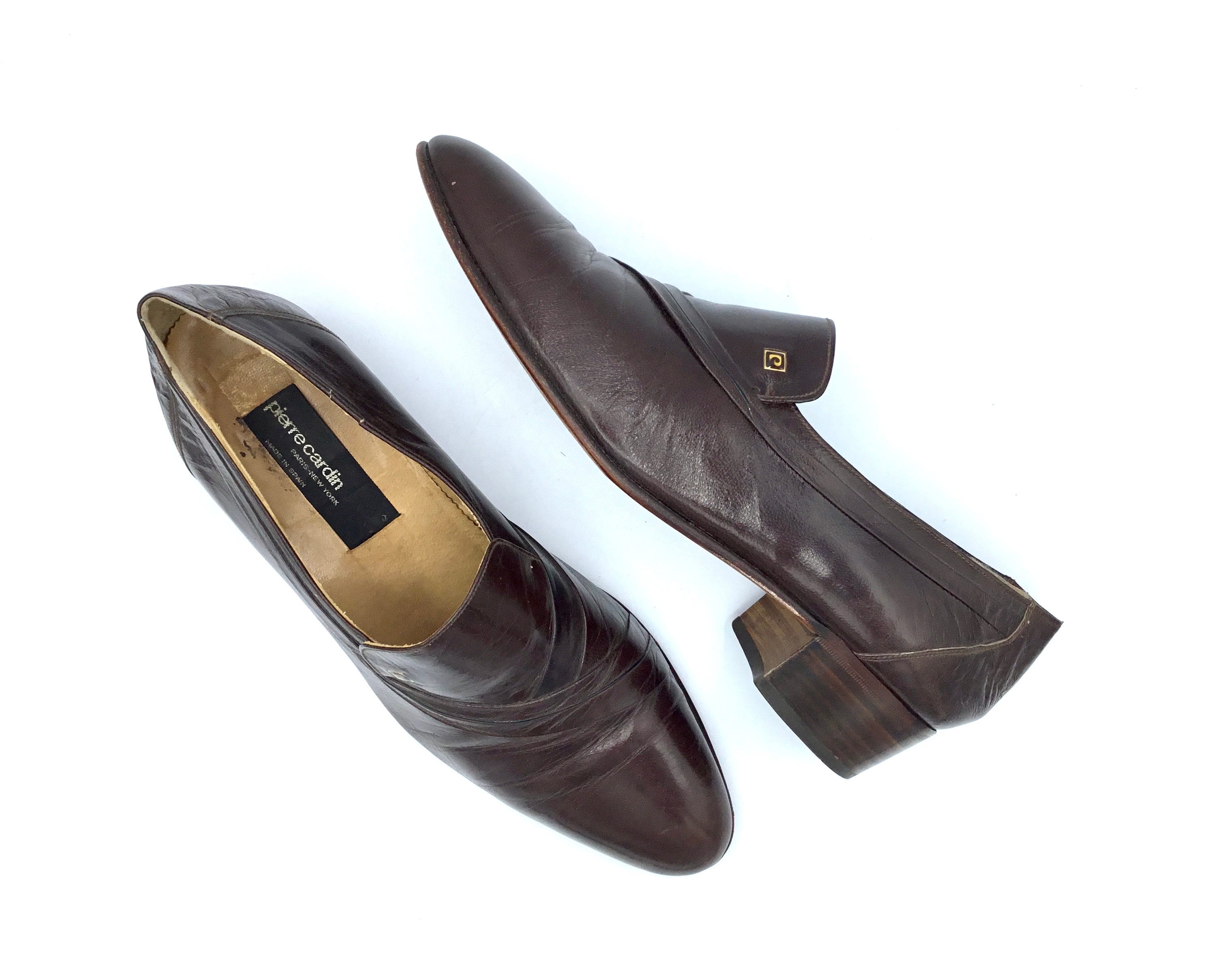 Vintage Rare Pierre Cardin 70s 80s Tan Leather Loafer Slip On.   US 9 Unisex Vintage 1970s Pierre Cardin Ivory Leather Loafers, 70s  main image 2