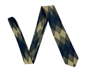 Vintage 1960s Lilly Daché Green and Black Harlequin Silk Necktie, 60s Luxe Tie, Gift for Him, VFG
