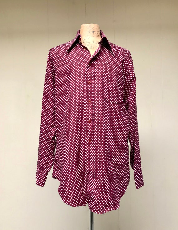 Vintage 1970s Men's Polka Dot Shirt 70s Mod Long Sleeve | Etsy