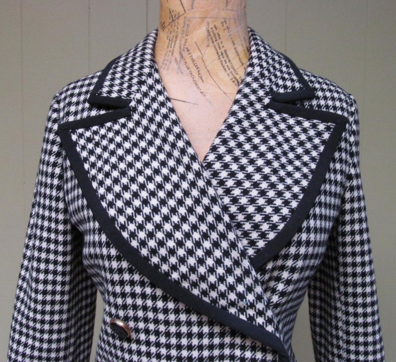 Vintage 1960s Houndstooth Jacket 60s Double Breasted Wool - Etsy