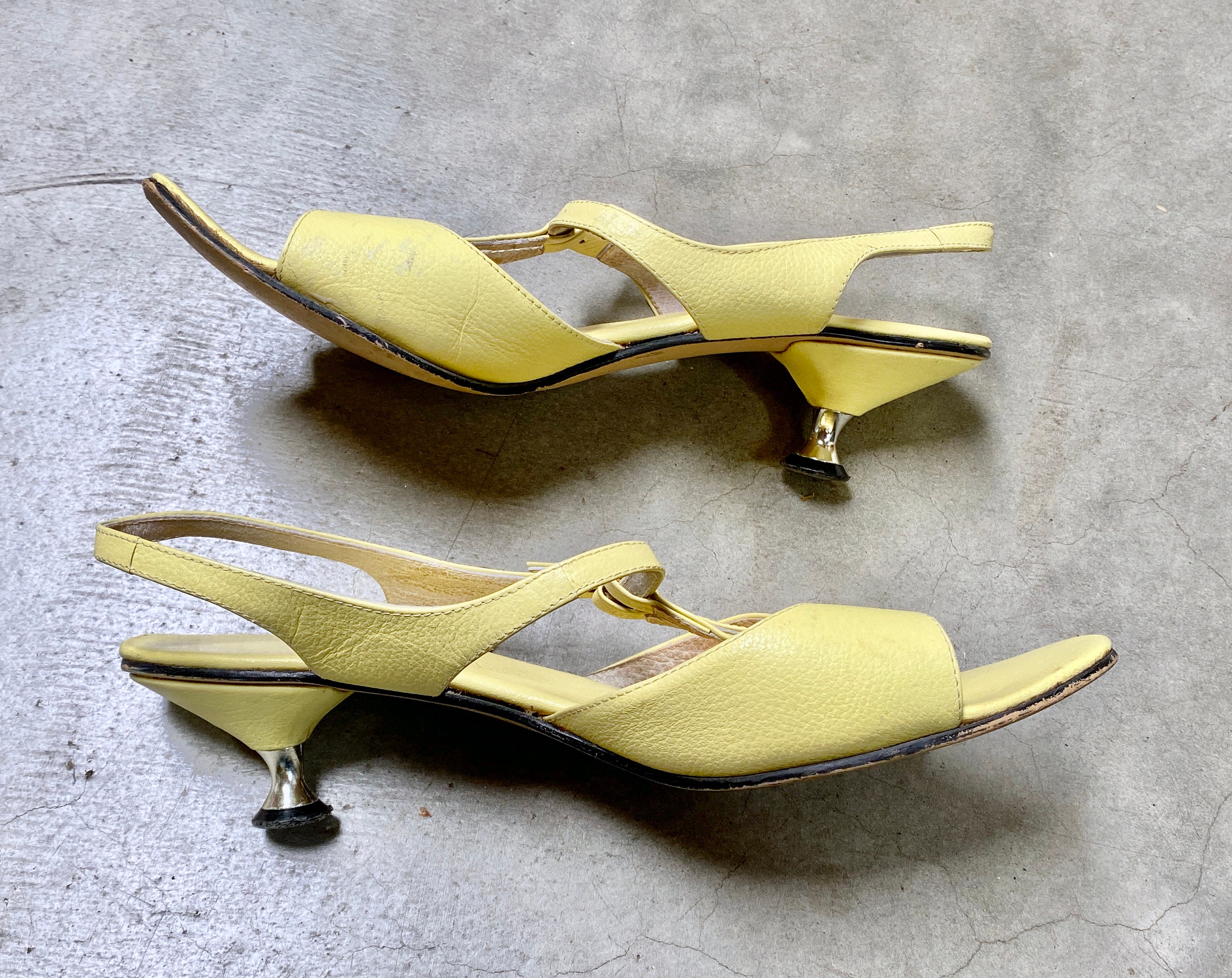 Yellow kitten heel best sale shoes