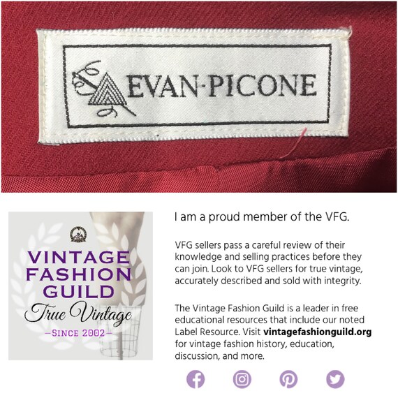 Vintage 1980s Evan Picone Cranberry Wool Jacket, … - image 9