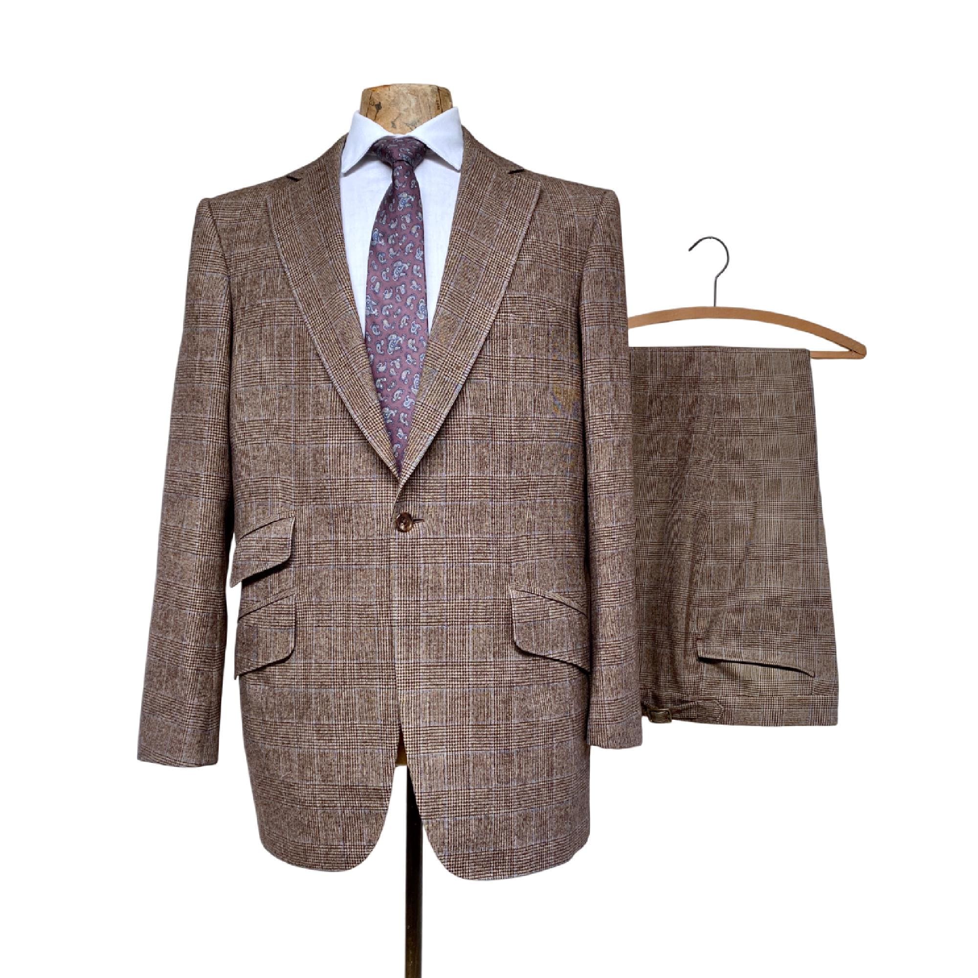 Vintage 1980s Bespoke Glen Plaid Wool Suit, Jack Taylor Vintage 1980s Bespoke Glen Plaid Wool Suit, Jack Taylor