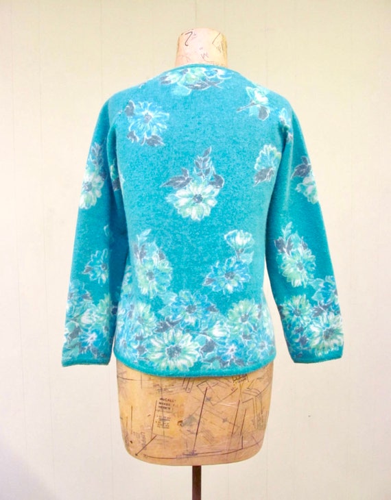Vintage 1960s Floral Lambs Wool Angora Sweater, M… - image 4