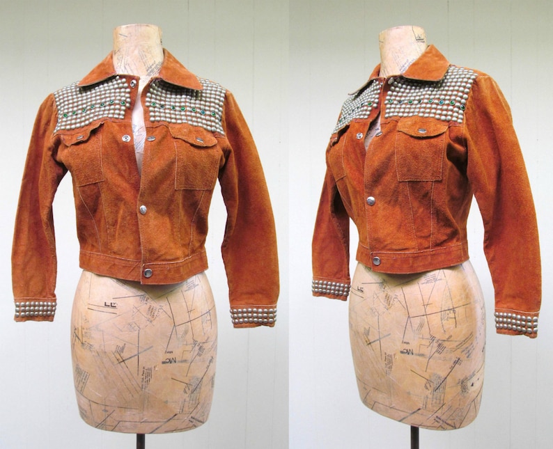 Vintage 1970s Little Rockstar Jacket 70s Rust Rough Out Metal Image 0