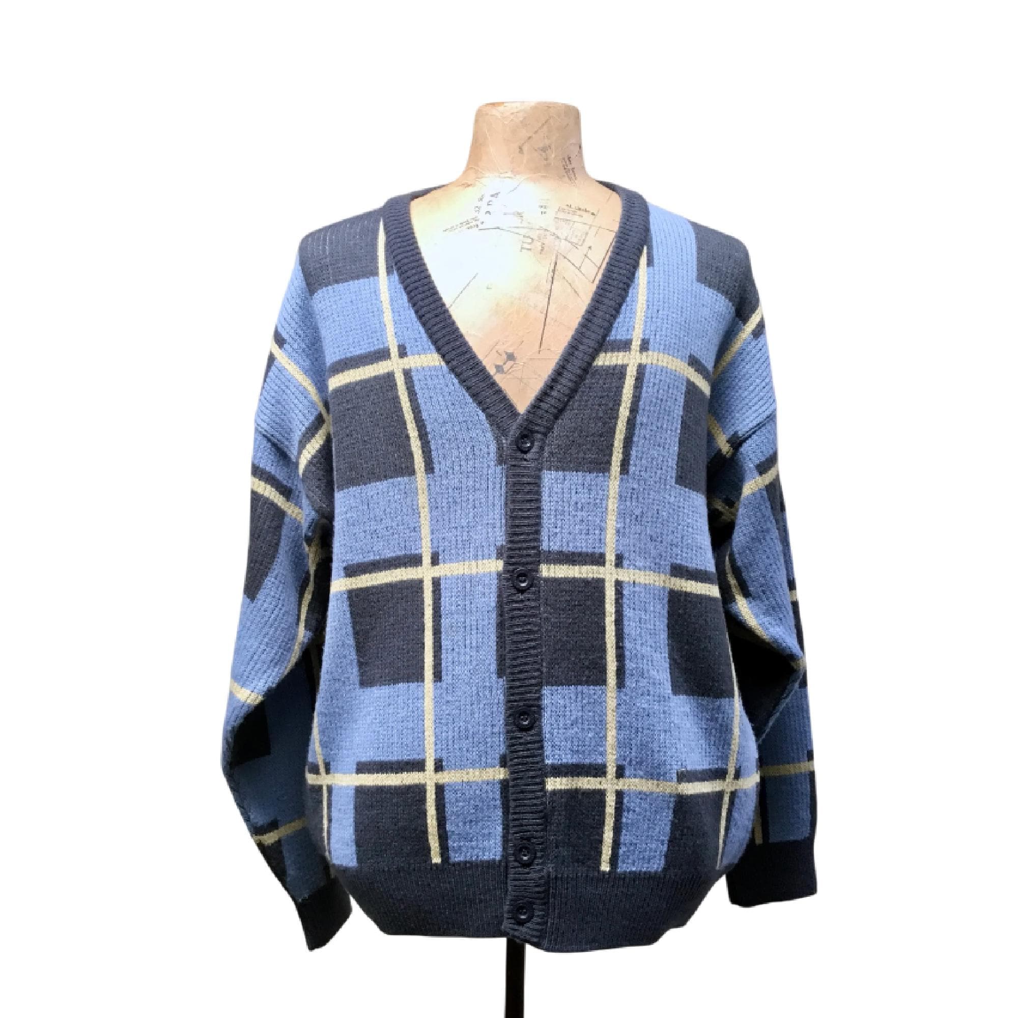 Mens Plaid Cardigan