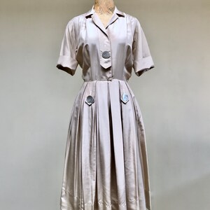 Vintage 1950s Beige Silk Shirtwaist Dress 50s Short Sleeve - Etsy