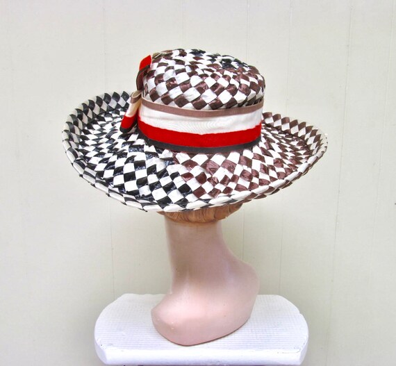 Vintage 1960s MR. JOHN Hat, Mod Straw Hat, Black … - image 5