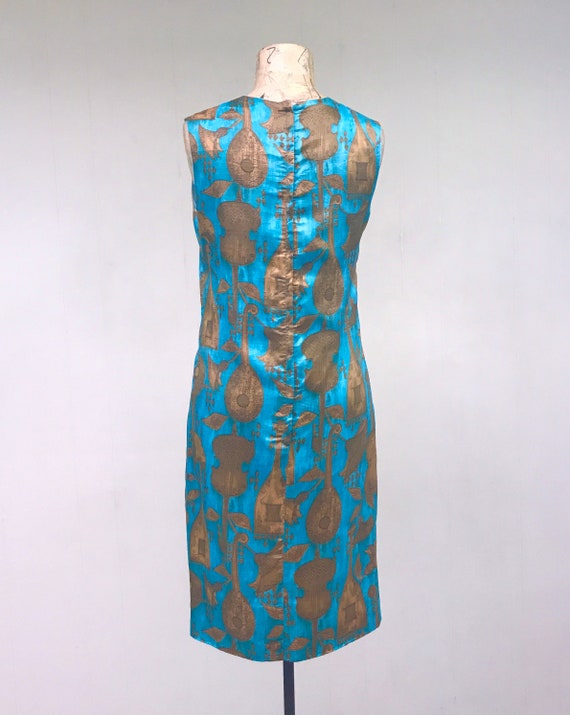 Vintage 1960s Silk Shift Dress, Mid-Century Turqu… - image 4