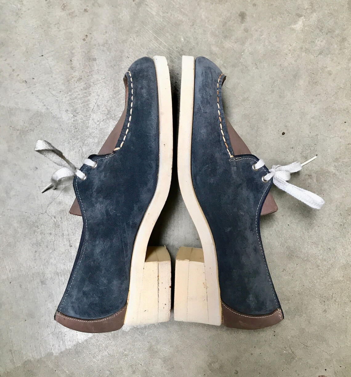 Vintage 1960s Hush Puppies 60s Blue and Beige Faux Etsy Singapore