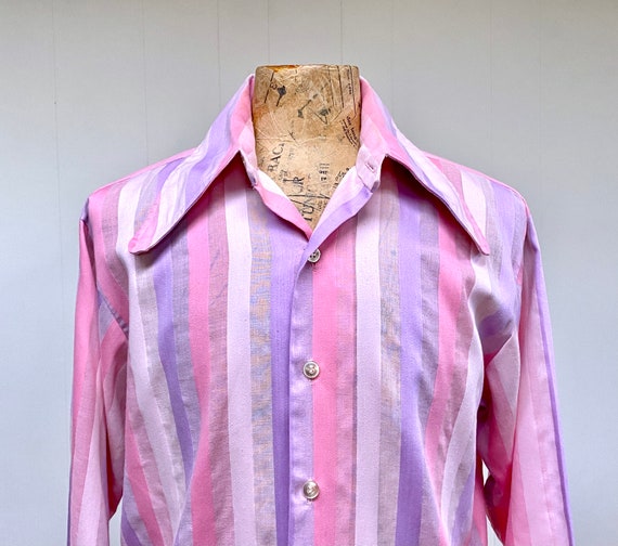 Vintage 1960s Mod Dress Shirt with Insane Collar,… - image 6