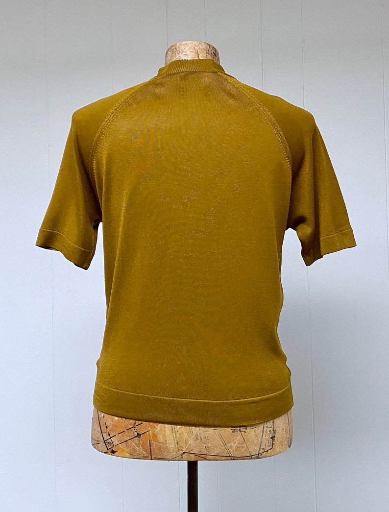 Vintage 1970s Short Sleeve Harvest Gold Acrylic Casual Shirt by McGregor, 40 Chest VFG image 4