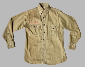 40s BSA ボーイスカウトシャツ　M ミリタリー ビンテージ 刺繍タグ ヴィンテージ 1940 年代 ボーイスカウトアメリカ連盟公式