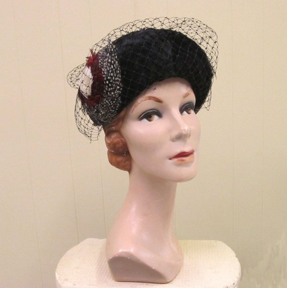 Vintage 1950s Jack McConnell Hat, 50s Couture Fea… - image 3