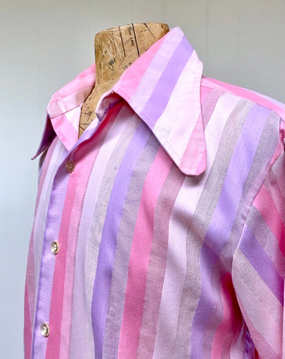 Vintage 1960s Mod Dress Shirt with Insane Collar,… - image 7