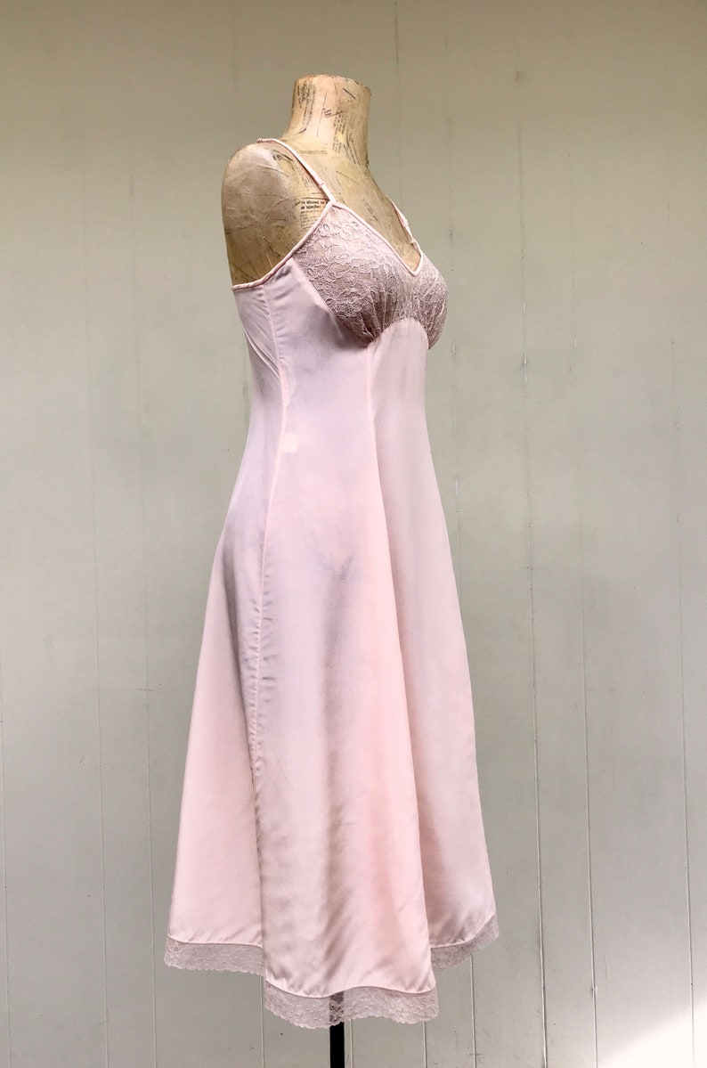 Vintage 1940s Peach Nylon Lace Full Slip 40s Tailored Kayser Etsy