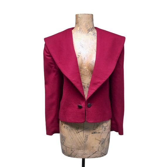 Vintage 1980s Evan Picone Cranberry Wool Jacket, … - image 1