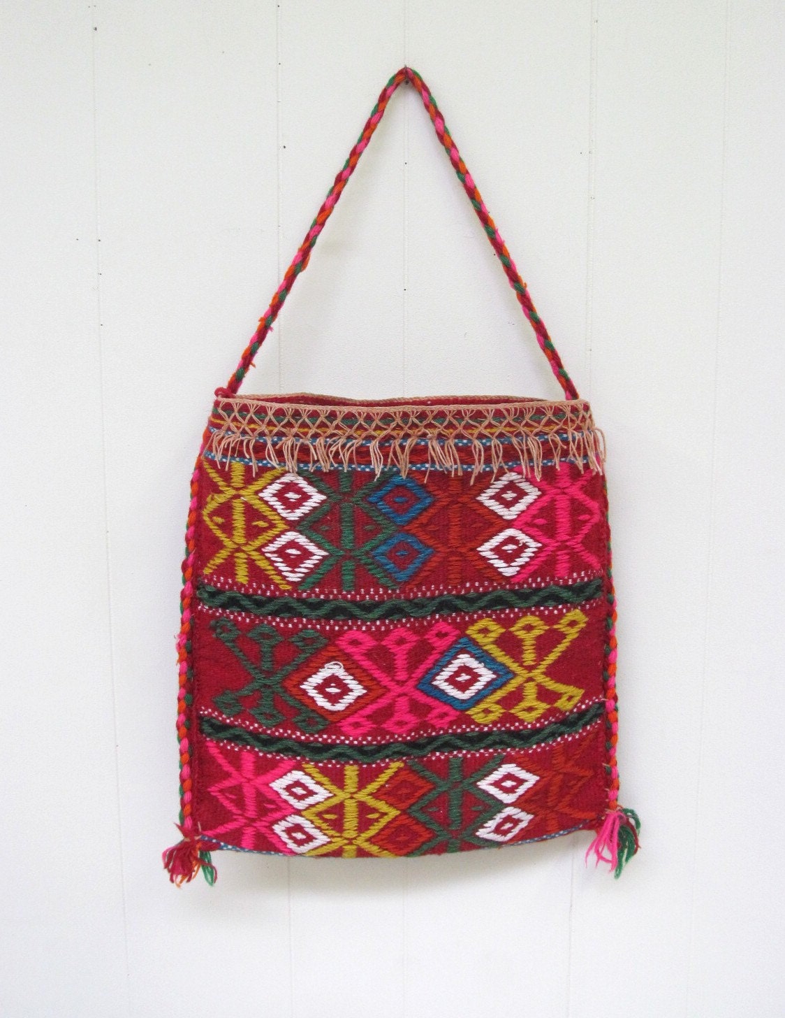 Vintage 1970s Ethnic Shoulder Bag 70s Hippie Purse Bright Etsy
