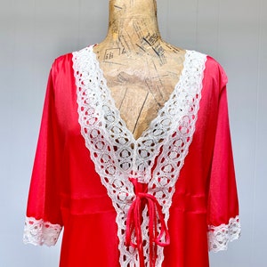 Vintage 1960s Mod Peignoir Set, Mid-Century Coral Nylon/Lace Sleeveless Nightgown/Robe, Summer Sleepwear, Deadstock, Medium 38 Bust, VFG image 5