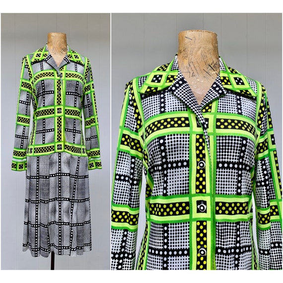 Vintage 1960s Mr. Dino Op-art Shirt Dress 60s Mod Designer - Etsy