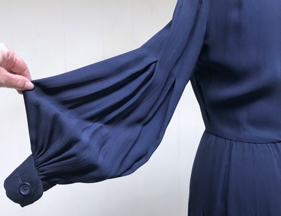 Vintage 1960s Bill Blass Navy Silk Chiffon Dress,… - image 6