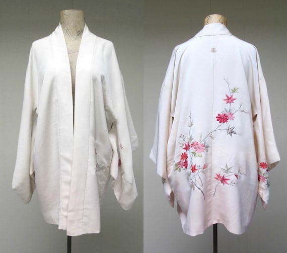 Vintage Japanese Haori Robe, Pink Ombre Synthetic… - image 1