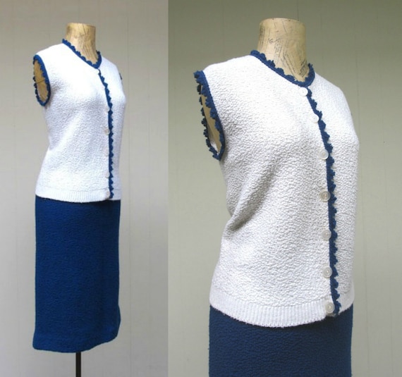 Vintage 1940s 1950s Boucle Knit Sweater Set, 40s 5