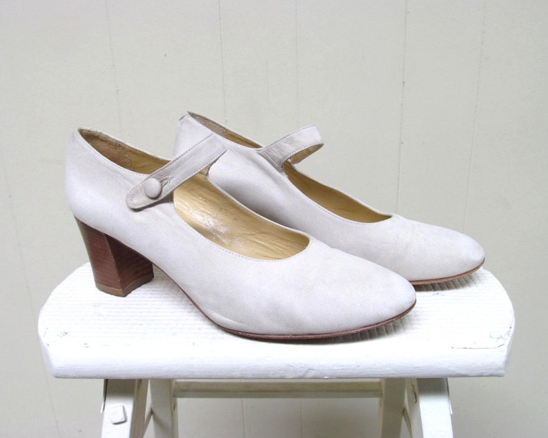90s Ivory Nubuck Mary Janes Vintage 1990s Charles David Shoes Size 6 12 US