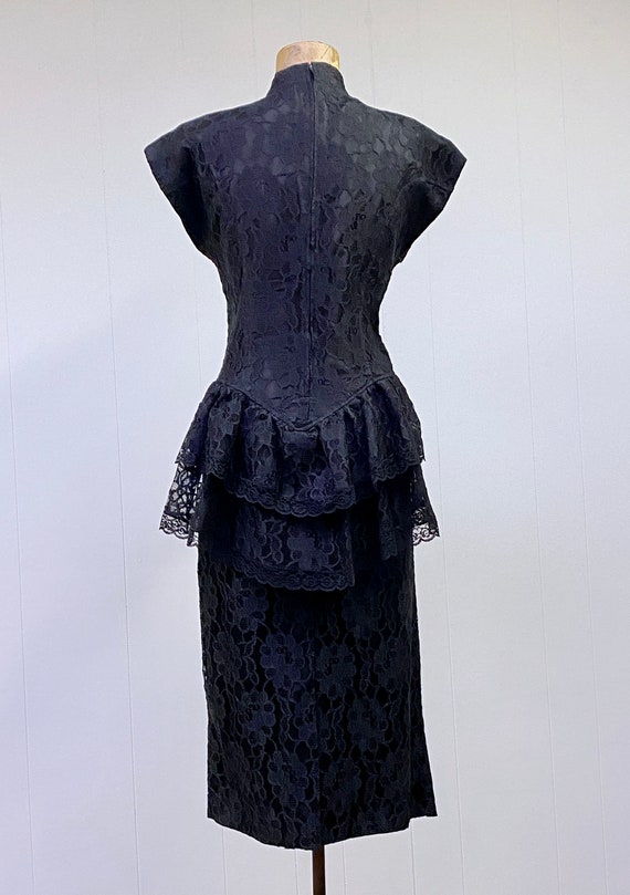 1980s Vintage Black Lace Party Dress, 80s Goth Dr… - image 3