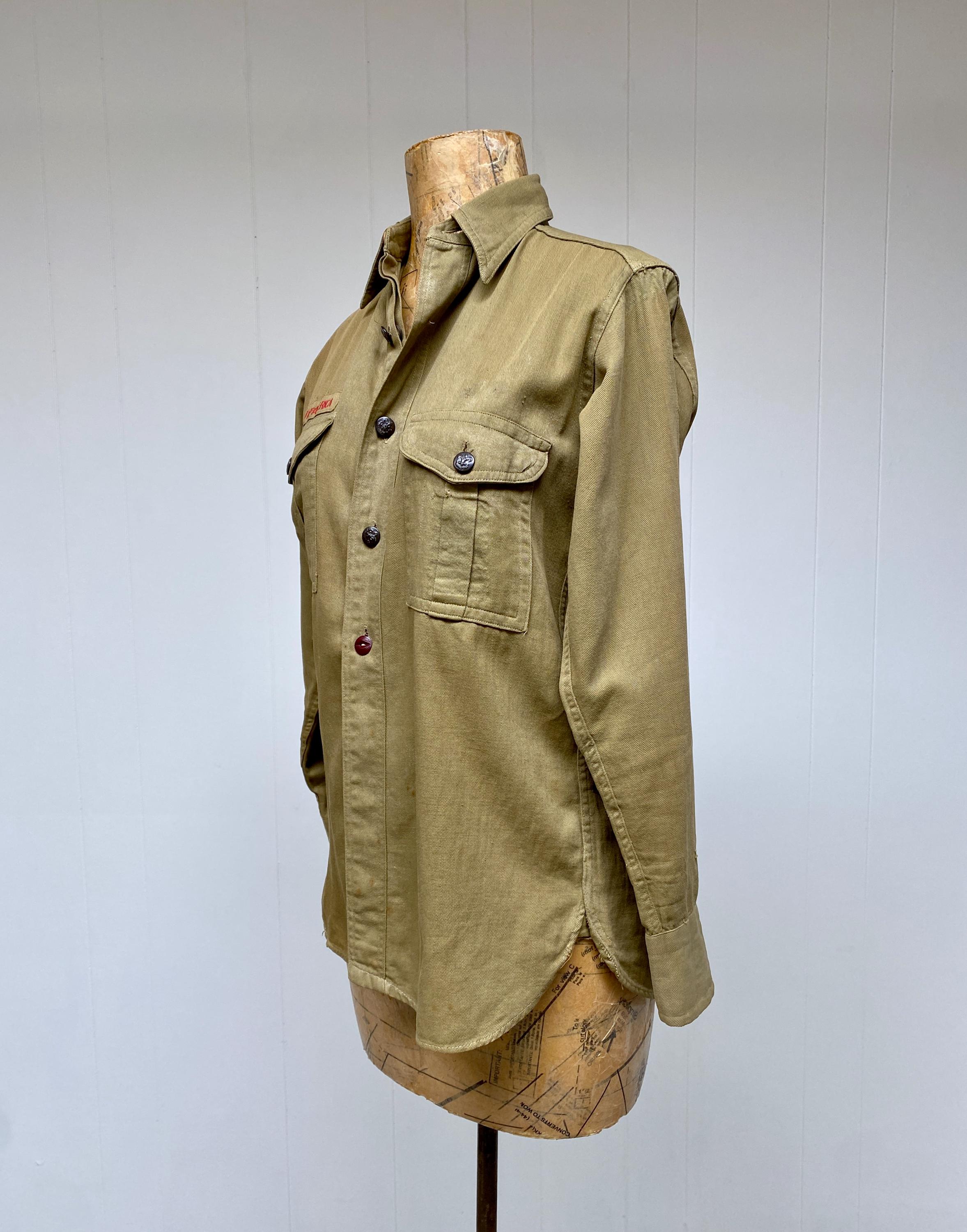 40s BSA ボーイスカウトシャツ　M ミリタリー ビンテージ 刺繍タグ 40s BSA ボーイスカウトシャツ M ミリタリー ビンテージ 刺繍